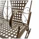 Rocking Chair Double Louisiane Marron Fauteuil 2 Places Banc à Bascule Intérieur Extérieur en Métal Patiné 80x89x104,5cm
