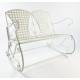 Rocking Chair Double Louisiane Blanc Fauteuil 2 Places Banc à Bascule Intérieur Extérieur en Métal Patiné 80x89x104,5cm