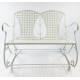 Rocking Chair Double Louisiane Blanc Fauteuil 2 Places Banc à Bascule Intérieur Extérieur en Métal Patiné 80x89x104,5cm