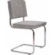 Lot de 2 Chaises Ridge Gris Clair Zuiver Sièges Assises de Table en Tissu Nervuré 48x48x85cm