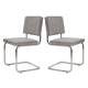 Lot de 2 Chaises Ridge Gris Clair Zuiver Sièges Assises de Table en Tissu Nervuré 48x48x85cm