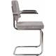Lot de 2 Fauteuils Ridge Gris Clair Zuiver Sièges avec Accoudoirs Assises de Table en Tissu Nervuré 48x60x85cm