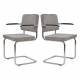Lot de 2 Fauteuils Ridge Gris Clair Zuiver Sièges avec Accoudoirs Assises de Table en Tissu Nervuré 48x60x85cm