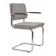 Lot de 2 Fauteuils Ridge Gris Clair Zuiver Sièges avec Accoudoirs Assises de Table en Tissu Nervuré 48x60x85cm