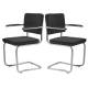 Lot de 2 Fauteuils Ridge Kink Noir Zuiver Sièges avec Accoudoirs Assises de Table en Tissu Nervuré 48x60x85cm