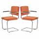 Lot de 2 Fauteuils Ridge Kink Orange Zuiver Sièges avec Accoudoirs Assises de Table en Tissu Nervuré 48x60x85cm
