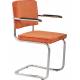 Lot de 2 Fauteuils Ridge Kink Orange Zuiver Sièges avec Accoudoirs Assises de Table en Tissu Nervuré 48x60x85cm