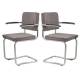 Lot de 2 Fauteuils Ridge Kink Gris Zuiver Sièges avec Accoudoirs Assises de Table en Tissu Nervuré 48x60x85cm