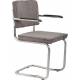 Lot de 2 Fauteuils Ridge Kink Gris Zuiver Sièges avec Accoudoirs Assises de Table en Tissu Nervuré 48x60x85cm