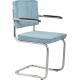 Lot de 2 Fauteuils Ridge Kink Bleu Zuiver Sièges avec Accoudoirs Assises de Table en Tissu Nervuré 48x60x85cm
