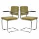 Lot de 2 Fauteuils Ridge Kink Vert Zuiver Sièges avec Accoudoirs Assises de Table en Tissu Nervuré 48x60x85cm