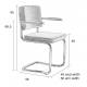 Lot de 2 Fauteuils Ridge Kink Gris Clair Zuiver Sièges avec Accoudoirs Assises de Table en Tissu Nervuré 48x60x85cm