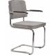 Lot de 2 Fauteuils Ridge Kink Gris Clair Zuiver Sièges avec Accoudoirs Assises de Table en Tissu Nervuré 48x60x85cm