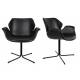 Lot de 2 Fauteuils de Table Nikki All Noir Zuiver Chaise Assise en Polyuréthane et Acier 62x66x80cm