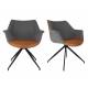 Lot de 2 Fauteuils Doulton Vintage Marron Zuiver Sièges Assises de Table en Tissu Polyuréthane et Métal 61x67x80cm