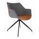 Lot de 2 Fauteuils Doulton Vintage Marron Zuiver Sièges Assises de Table en Tissu Polyuréthane et Métal 61x67x80cm