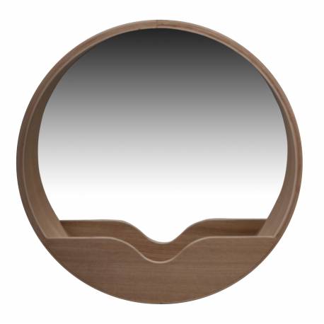 Miroir Round Wall 40 Zuiver Glace Ronde avec Rangement Décoration Murale en Bois Couleur Naturelle 8x40x40cm