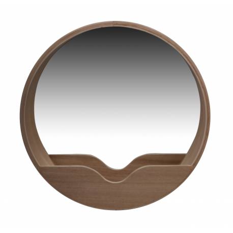 Miroir Round Wall 60 Zuiver Glace Ronde avec Rangement Décoration Murale en Bois Couleur Naturelle 8x60x60cm