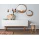 Miroir Round Wall 60 Zuiver Glace Ronde avec Rangement Décoration Murale en Bois Couleur Naturelle 8x60x60cm