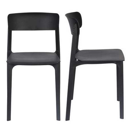 Lot de 2 Chaises Clive Noir Woody Assises de Table en Polypropylène 47x48x79cm