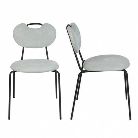 Lot de 2 Chaises Aspen Vert Clair Woody Assises de Table en Tissu et Acier 47x56,5x79cm