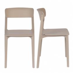 Lot de 2 Chaises Clive Marron Clair Woody Assises de Table en Polypropylène 47x48x79cm