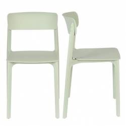 Lot de 2 Chaises Clive Vert Clair Woody Assises de Table en Polypropylène 47x48x79cm