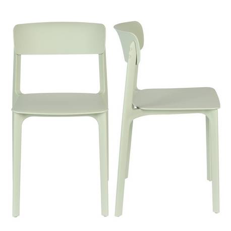Lot de 2 Chaises Clive Vert Clair Woody Assises de Table en Polypropylène 47x48x79cm