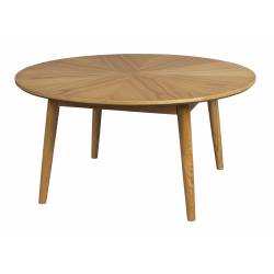 Table Basse Fabio Naturel Woody Table d'Appoint Ronde Console de Salon en Bois de Chêne Naturel 40x80x80cm