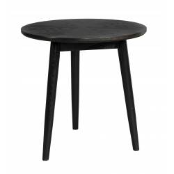 Bout de Canapé Fabio Noir Woody Table d'Appoint Ronde en Bois de Frêne Noir 50x50x50cm