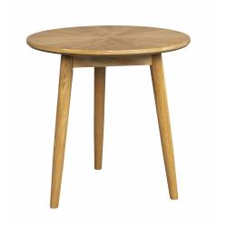 Bout de Canapé Fabio Naturel Woody Table d'Appoint Ronde en Bois de Chêne Naturel 50x50x50cm