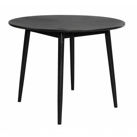 Table à Manger 100' Fabio Noir Woody Table de Repas Ronde en Bois de Frêne Noir 75x100x100cm