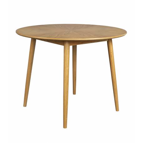 Table à Manger 100' Fabio Naturel Woody Table de Repas Ronde en Bois de Chêne Naturel 75x100x100cm