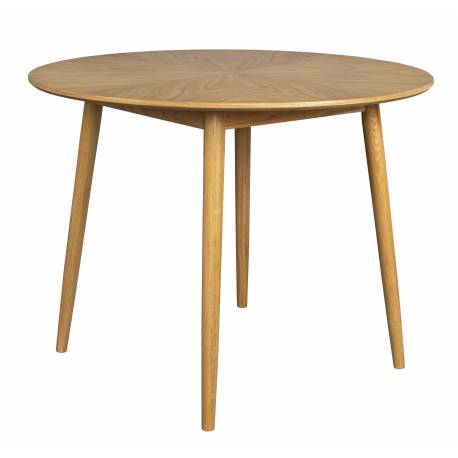 Table à Manger 120' Fabio Naturel Woody Table de Repas Ronde en Bois de Chêne Naturel 75x120x120cm