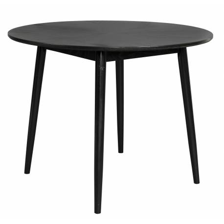 Table à Manger 120' Fabio Noir Woody Table de Repas Ronde en Bois de Frêne Noir 75x120x120cm