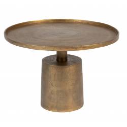 Table Basse Mason Laiton Antique Woody Table d'Appoint Ronde Console de Salon en Aluminium 40x60x60cm