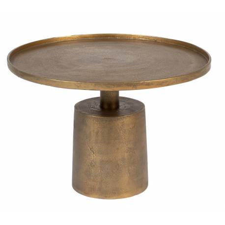 Table Basse Mason Laiton Antique Woody Table d'Appoint Ronde Console de Salon en Aluminium 40x60x60cm