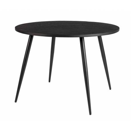 Table à Manger MO 110' Noir Woody Table de Repas Ronde en Bois et Acier 76x110x110cm