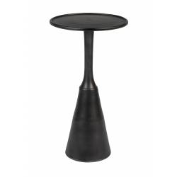 Table d'Appoint Noah Noir Antique Woody Bout de Canapé Rond en Aluminium 35x35x65cm