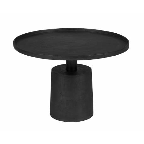 Table Basse Mason Noir Antique Woody Table d'Appoint Ronde Console de Salon en Aluminium 40x60x60cm