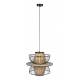 Suspension Carmen L Woody Plafonnier Eclairage Plafond en Acier et Bois 40x40x145cm