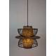 Suspension Carmen L Woody Plafonnier Eclairage Plafond en Acier et Bois 40x40x145cm