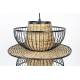 Suspension Carmen L Woody Plafonnier Eclairage Plafond en Acier et Bois 40x40x145cm