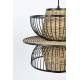 Suspension Carmen L Woody Plafonnier Eclairage Plafond en Acier et Bois 40x40x145cm