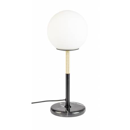 Lampe de Table Orion Zuiver Luminaire en Métal Noir avec Pied en Marbre Abat Jour en Verre 18x18x45cm