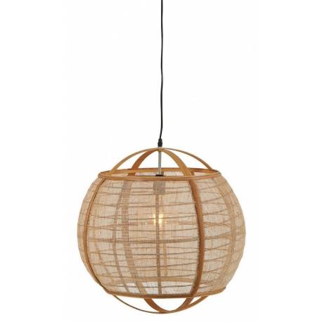 Suspension Lina Beige Athezza Luminaire Plafonnier en Bambou et Lin 58x58x59cm