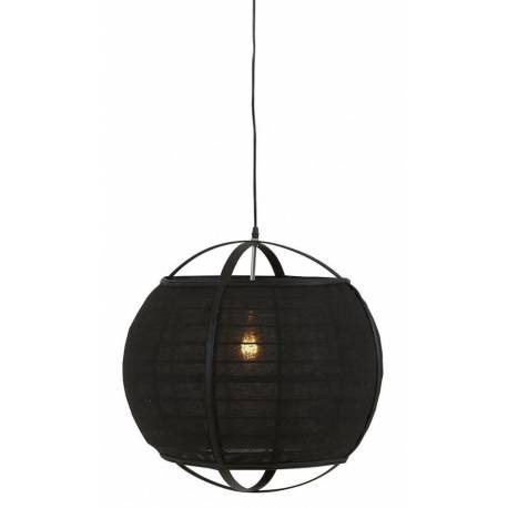 Suspension Lina Noir Athezza Luminaire Plafonnier en Bambou et Lin 58x58x59cm