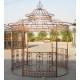 Charmante Tonnelle Elzabeth Gloriette de Jardin Pergola Abris Rond Kiosque en Fer Forgé et Fonte Marron 340x250x250cm