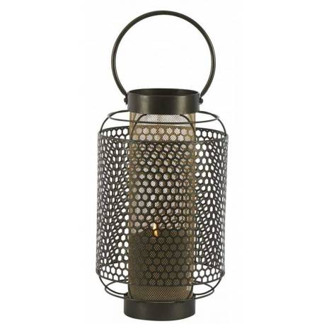 Lanterne Tao Athezza Bougeoir à Poser ou à Suspendre Porte Bougies en Verre et Métal Noir 22x22x51,5cm