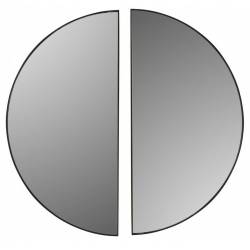 Miroir New York Athezza Décoration Murale en Verre Glace en Métal Noir 80x80cm